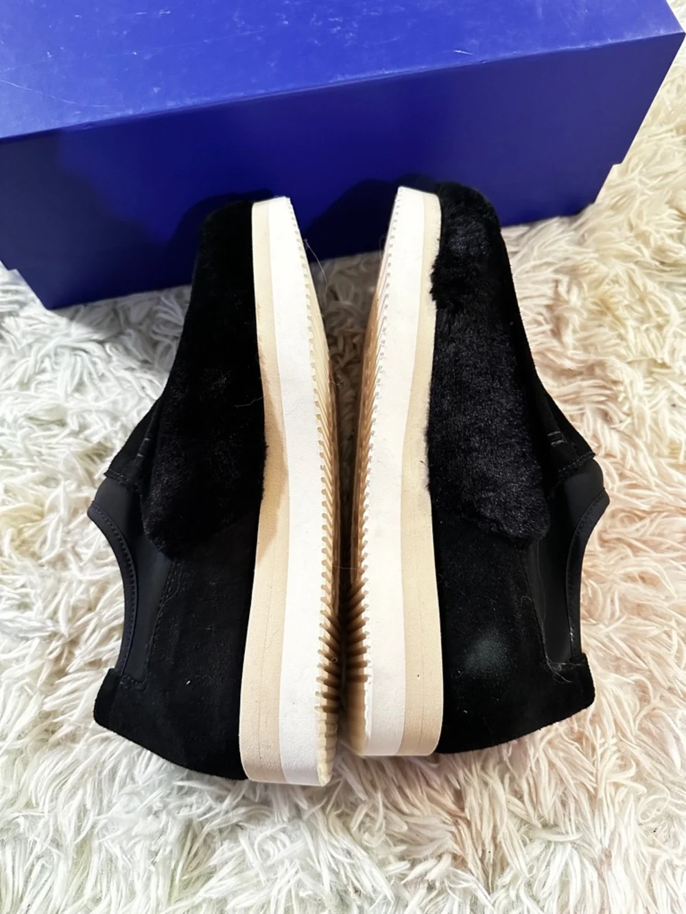 NWT P448 Bubble Black Shearling Sneakers Size 37